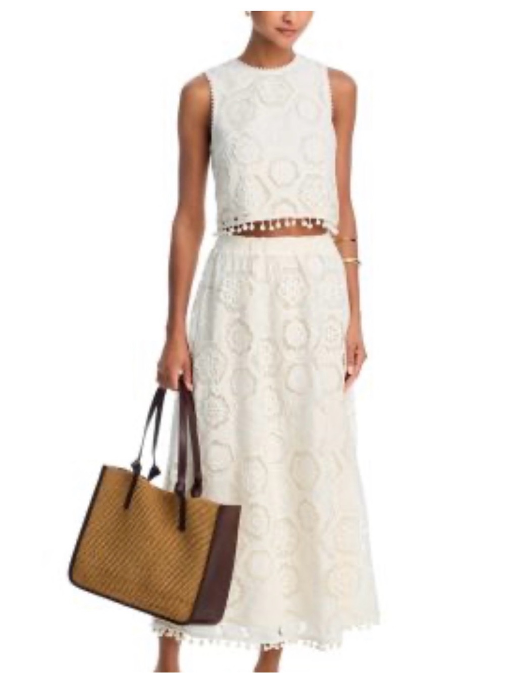 Bloomingdale’s Aqua Cream Crochet Maxi Skirt and Top